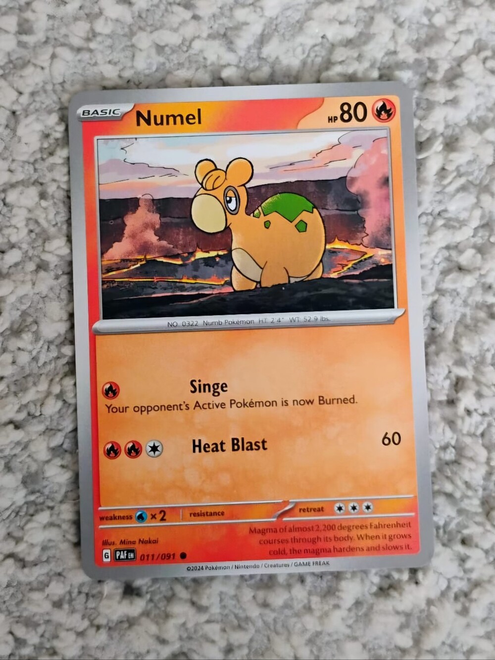 POKEMON TCG Card Numel Paldean Fates 011/091 PZ